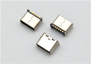 Type-C 16-pin female socket, board-mounted with two-legged insert, 5.65mm spacing, 6.8mm length, 1.63mm pitch, and featuring a center clip